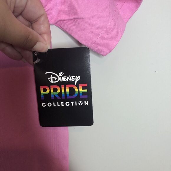 Disney T Shirt Men Small Pink Rainbow Mickey Mouse Head Pride Collection NWT - Picture 3 of 6